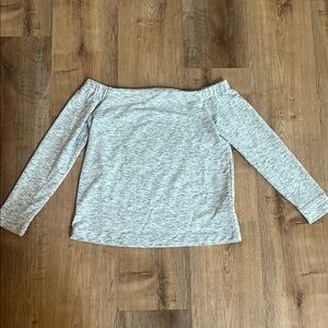 Club Monaco Gray Off the Shoulder 3/4 Sleeve Fitted Blouse